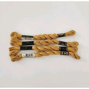 Lot Of 4 DMC Pearl Cotton Skein Size 3 16.4yd-Medium Old Gold 115 3-729 New